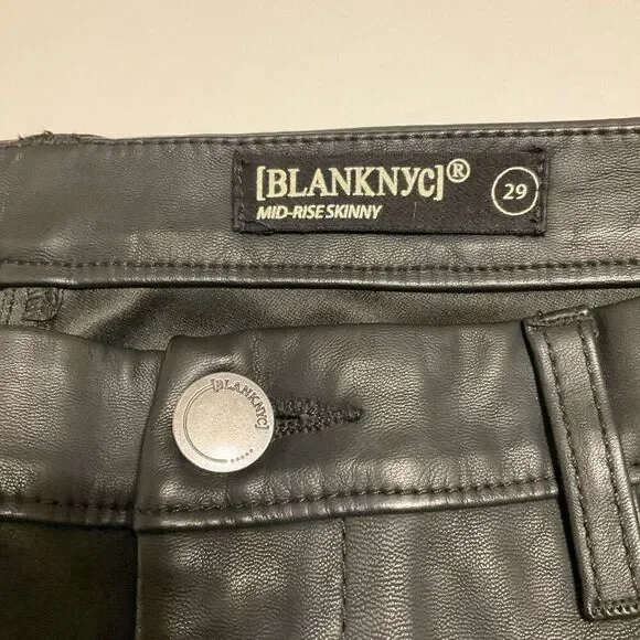 Blank NYC Midrise Skinny Faux Leather Pants, Size 29/6-8. Black - Picture 5 of 7